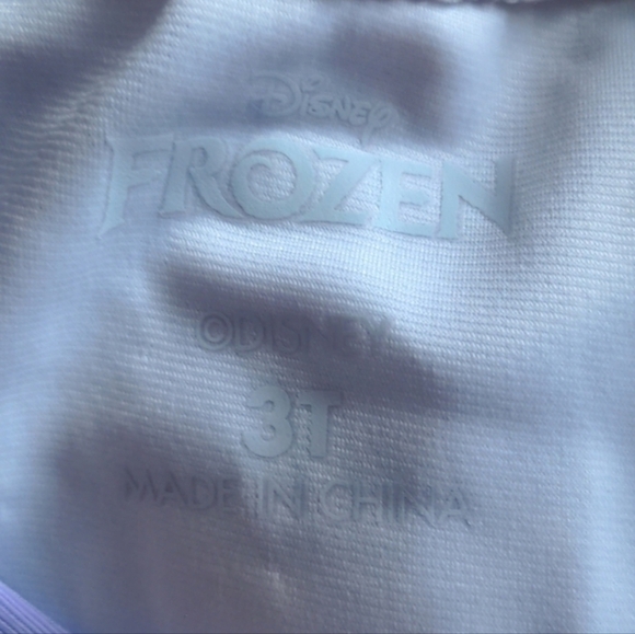 Disney Frozen 2 Elsa Blue and Purple Ruffle Sleeve Rash Guard Swim Top size 3T - Picture 3 of 5
